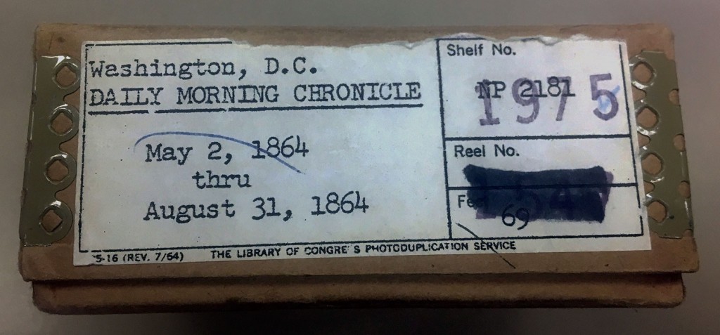 Roll 1975 containing the June 1864 issues of the Daily Morning Chronicle